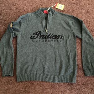 Indian motorcycle quarter zip knit sweater men’s